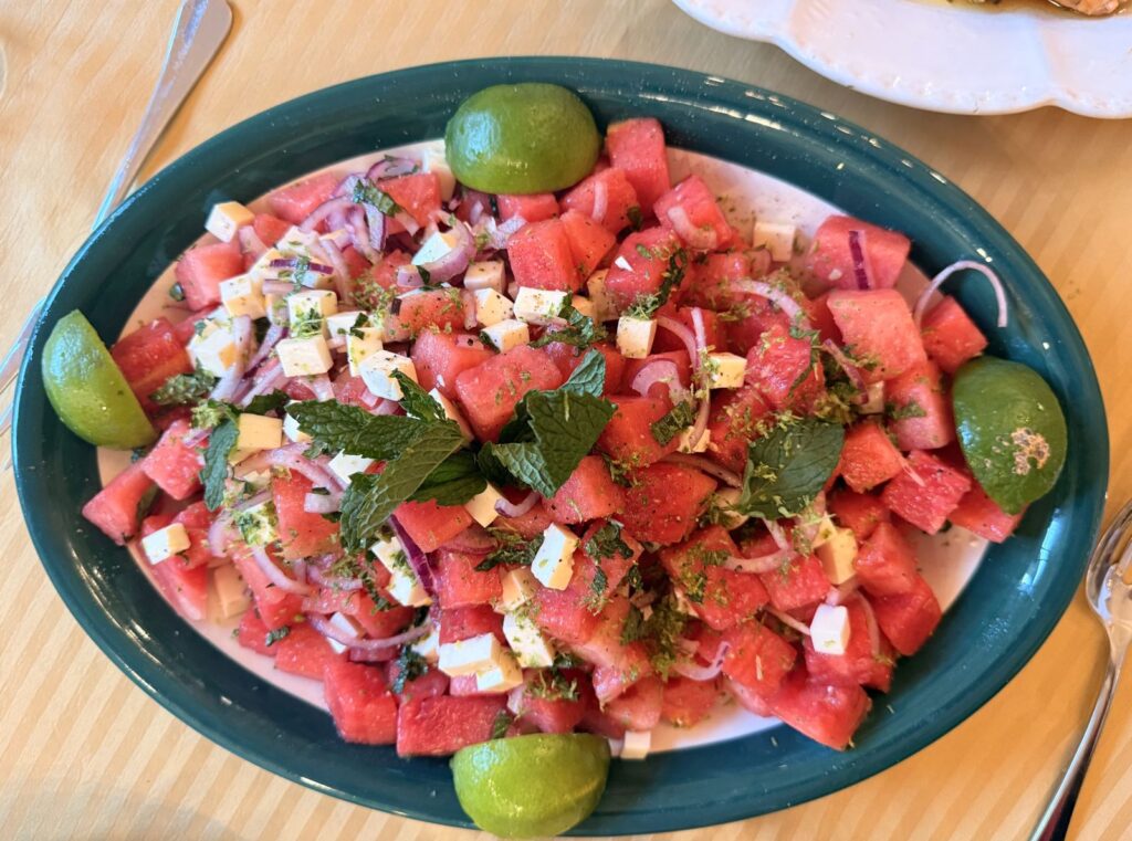 Watermelon, queso blanco and fresh mint salad with lime