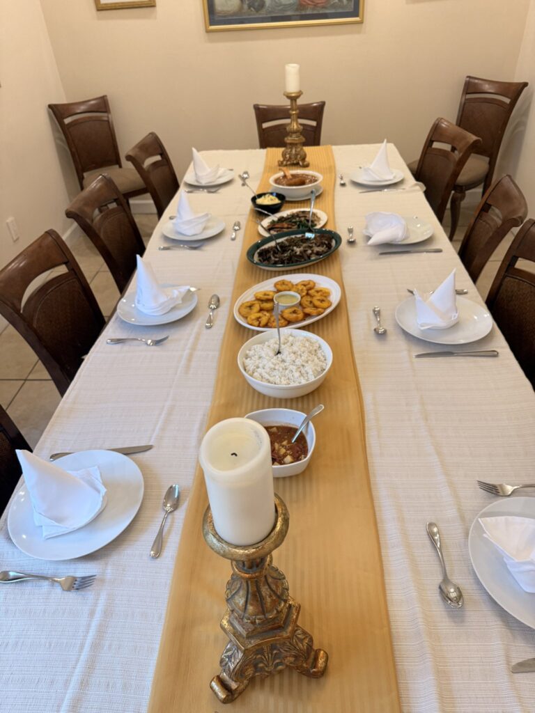 Dinner table set by Chef Nino in a client's home